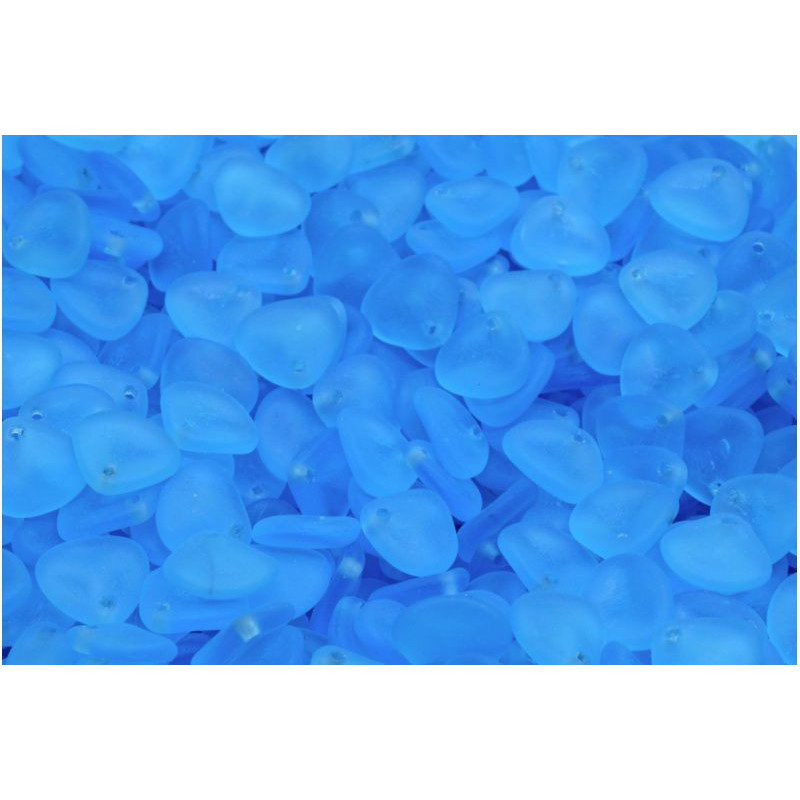 50 ks Crystal Aqua Blue Matte Petal české skleněné vločky 8mm x 7mm