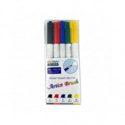 Marvy Popisovač Artist Brush Primary Set (5ks), inkoustové, nepermanentní fixy popisovače výtvarné potřeby