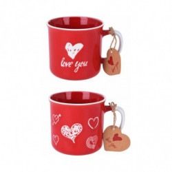 Porcelánový hrnek Love You červený 300 ml mix druhů, 2 ks