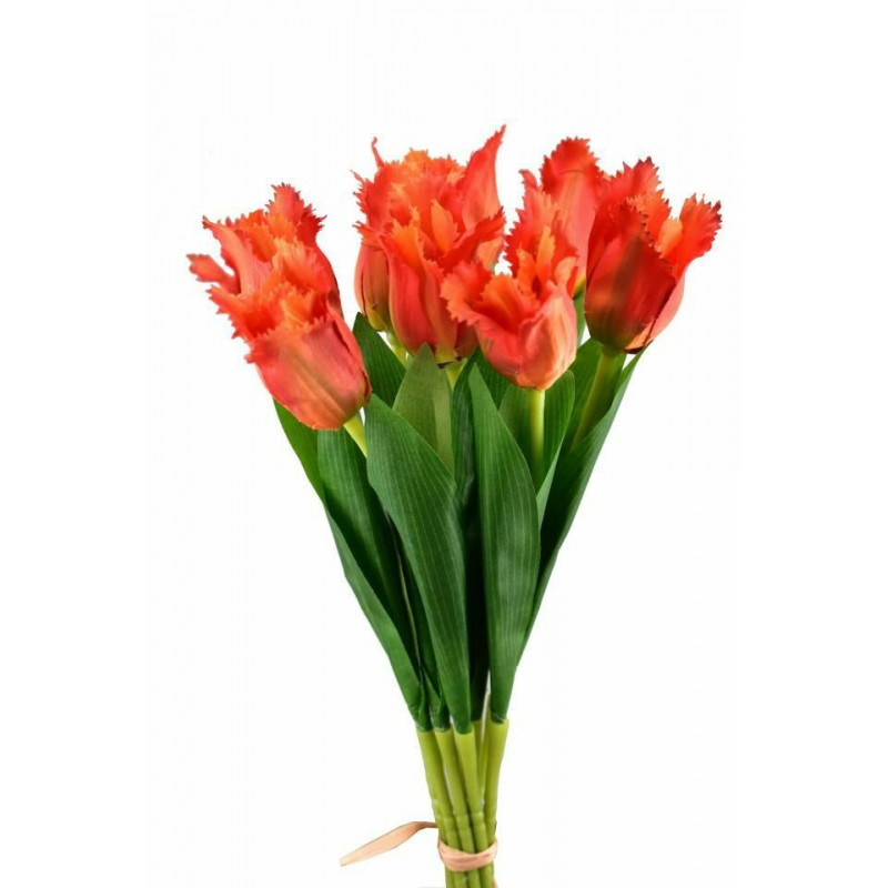 Kytice 9 střapatých tulipánů 39, 5 cm oranžová