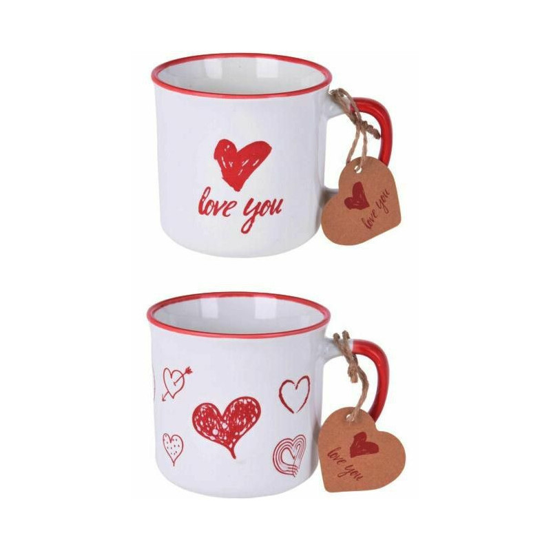 Porcelánový hrnek Love You bílý 300 ml mix druhů, 2 ks