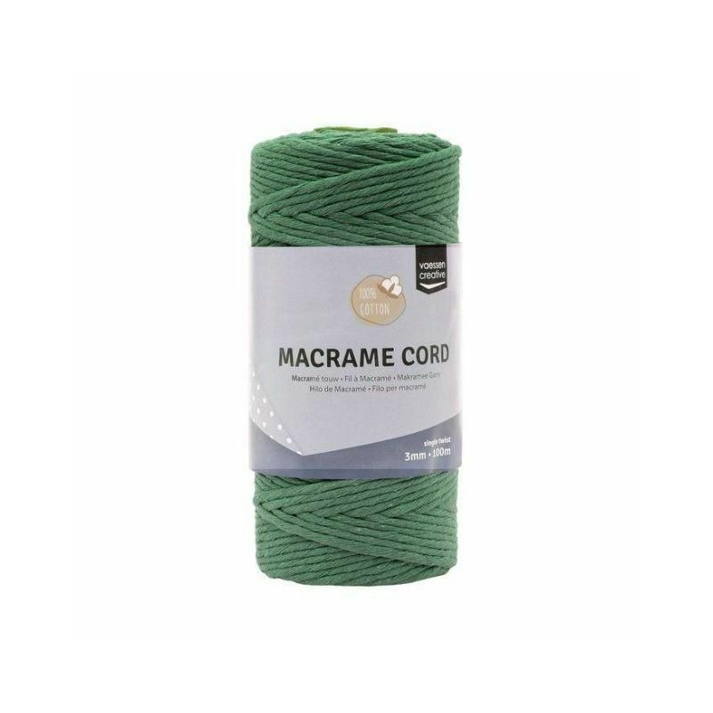 Macramé příze 3mmx100m olivově zelená, VAESSEN B.V., textil hedvábí