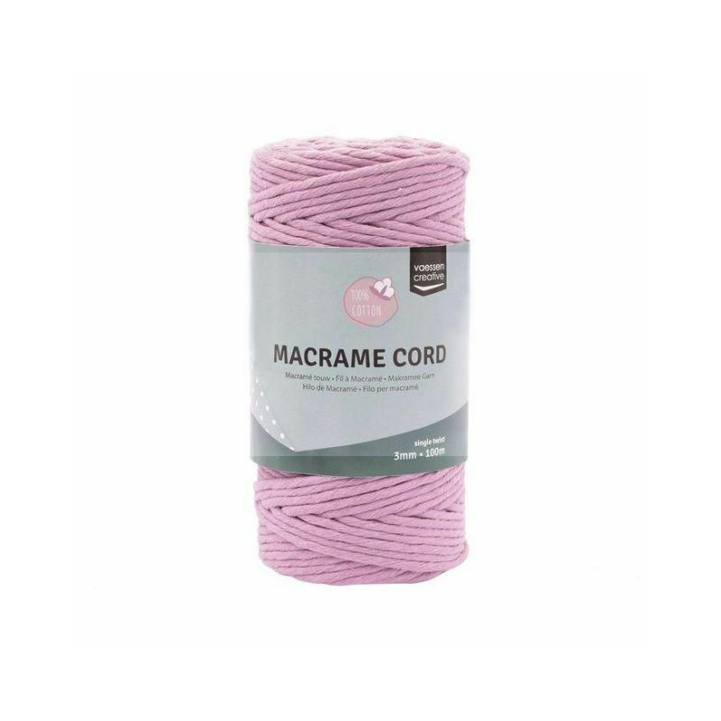 Macramé příze 3mmx100m růžová, VAESSEN B.V., textil hedvábí