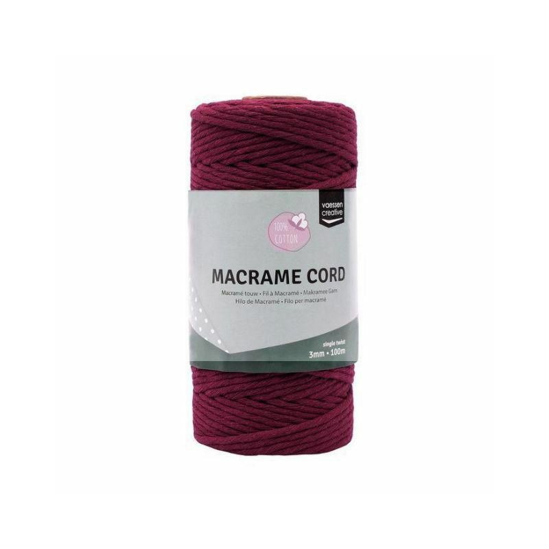 Macramé příze 3mmx100m bordo VAESSEN B.V., textil hedvábí