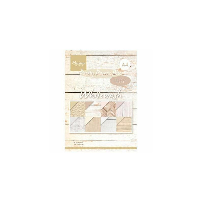 Marianne Design Sada oboustranných papírů A4 Eline´s Whitewash (16ks), , papíry v sadě, potiskem scrapbooking