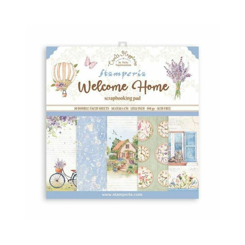 Stamperia Sada oboustranných papírů 30x30cm Welcome home (10ks), , papíry sady potiskem scrapbooking