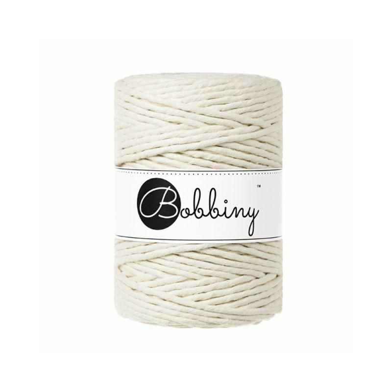 Bobbiny macramé 5mmx100m XXL Natural příze textil hedvábí