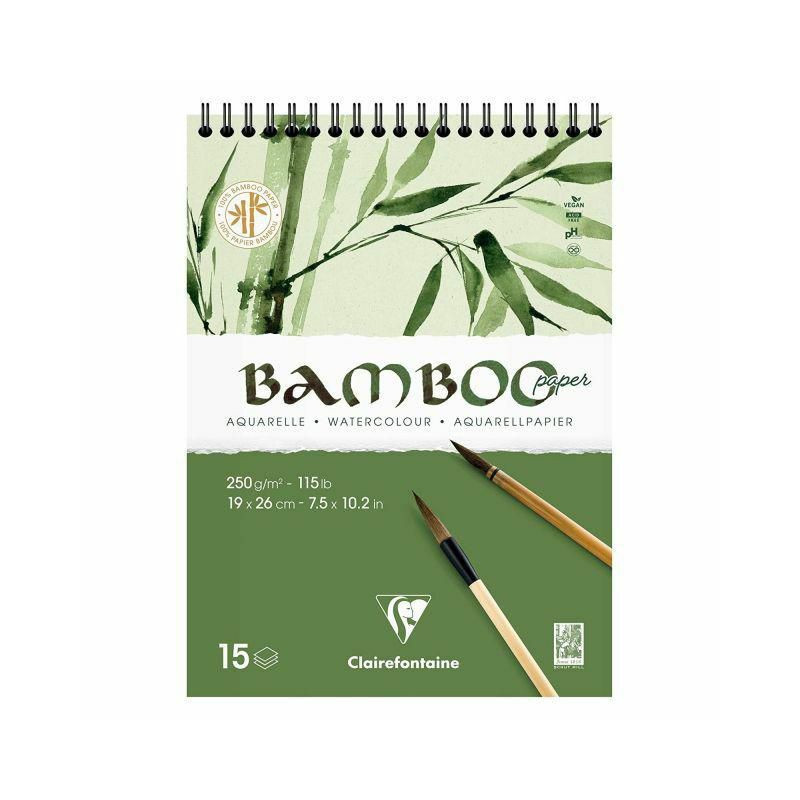 Clairefontaine Skicák na akvarel Bamboo kroužkový (250g/m2 15 listů) 19x26cm , akvarelové papíry skicáky výtvarné potřeby