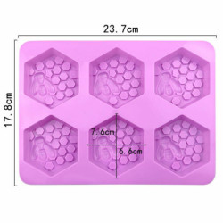 1ks Kraftika 3d Silicone Food Grade 6 Bee Honeycomb Mold Cavity Trays Pro Mýdlo Svíčky Aromaterapie Jelly Čokoláda Candy Dog