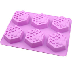 1ks Kraftika 3d Silicone Food Grade 6 Bee Honeycomb Mold Cavity Trays Pro Mýdlo Svíčky Aromaterapie Jelly Čokoláda Candy Dog