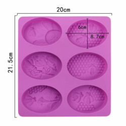 1ks Kraftika 3d Silicone Food Grade 6 Honey Bee Honeycomb Mold Cavity Trays Pro Mýdlo Svíčky Aromaterapie Jelly Čokoláda Candy