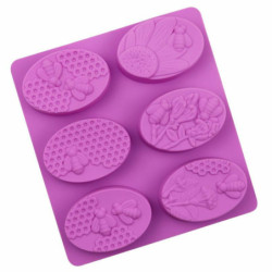 1ks Kraftika 3d Silicone Food Grade 6 Honey Bee Honeycomb Mold Cavity Trays Pro Mýdlo Svíčky Aromaterapie Jelly Čokoláda Candy