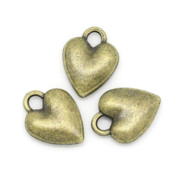 6 ks Antické bronzové barvy Vintage Valentine Love Heart Metal šperky které dělají kouzlo nálezy 14mm x 10mm díra: 1, 5 - 2, 5