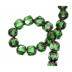 10 ks stříbrný krystal zelený peridot Rondelle poloplátové kulaté skleněné vločky 8mm x 8mm