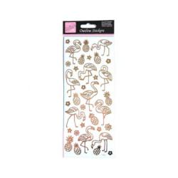 Samolepky kontury metalické bronzové 10x23cm Plameňáci WEST DESIGN PRODUCTS LIMITED jednoduché, washi pásky papír scrapbooking