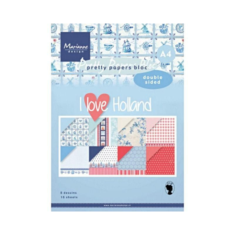 Marianne Design Sada oboustranných papírů A4 I Love Holland , papíry sadě, potiskem scrapbooking