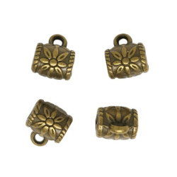 10pcs Antique Bronze Velké Díry Evropské Pandora Styl Trubice Zamával Vzor Přívěsky Kauci Kovové Nálezy 14mm x 10mm Otvor 3mm