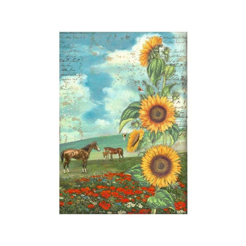 Stamperia Rýžový papír Sunflower art Koně, , a4 rýžové papíry na decoupage hobby barvy