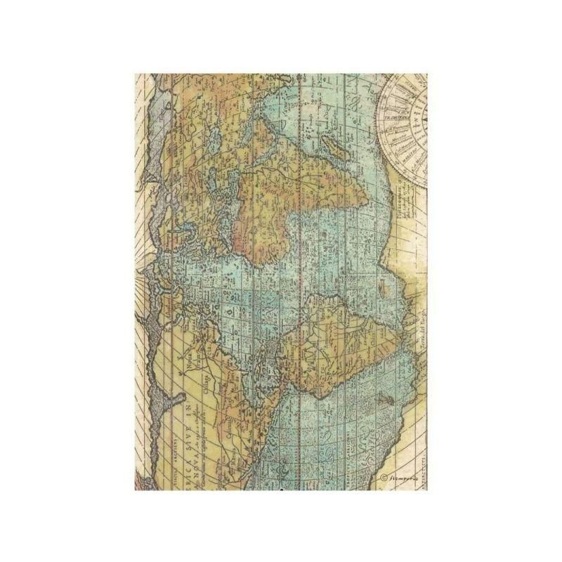 Stamperia Rýžový papír Around the world Mapa , a4 rýžové papíry na decoupage hobby barvy