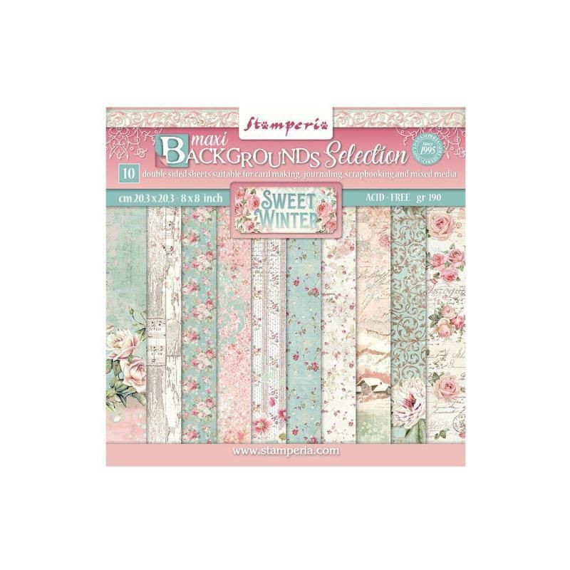 Stamperia Sada oboustranných papírů 20x20cm Sweet winter (10ks), , papíry potiskem scrapbooking