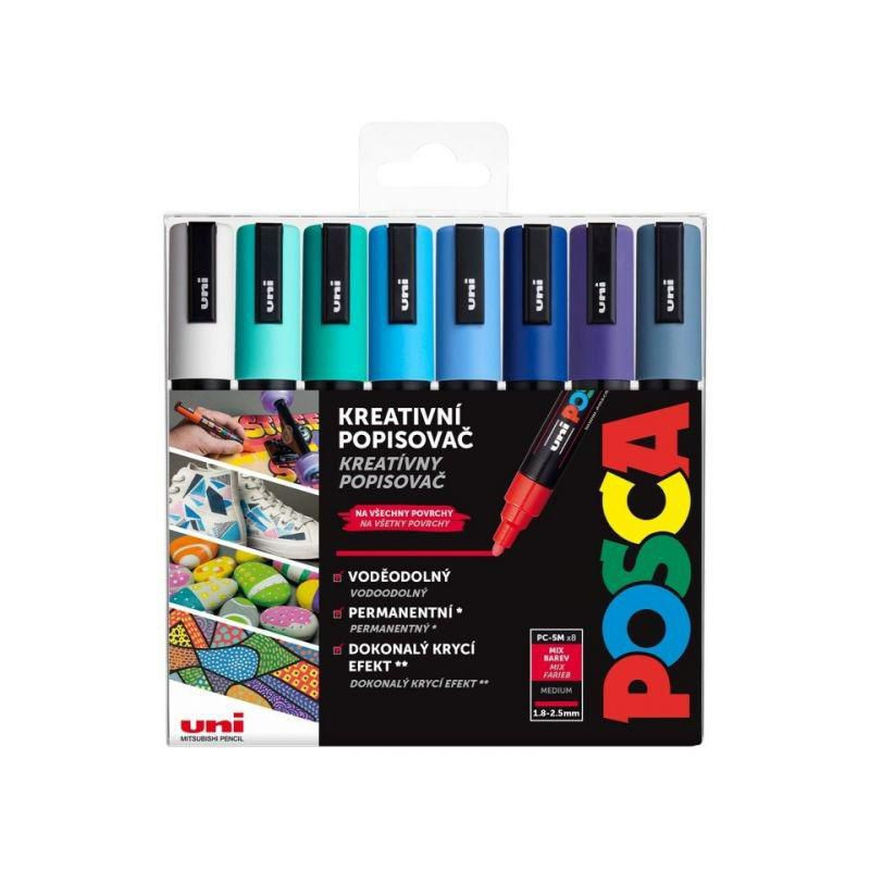 POSCA 5M ocean sada popisovačů hrot 1, 8-2, 5mm (8ks), popisovače permanentní fixy výtvarné potřeby