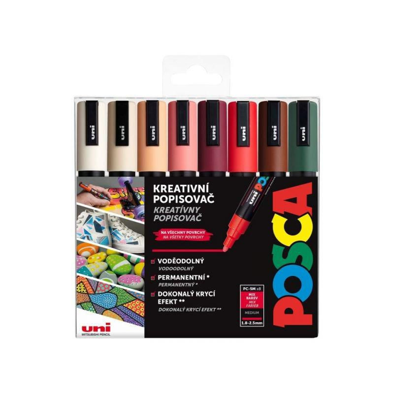 POSCA 5M autumn sada popisovačů hrot 1, 8-2, 5mm (8ks), popisovače permanentní fixy výtvarné potřeby