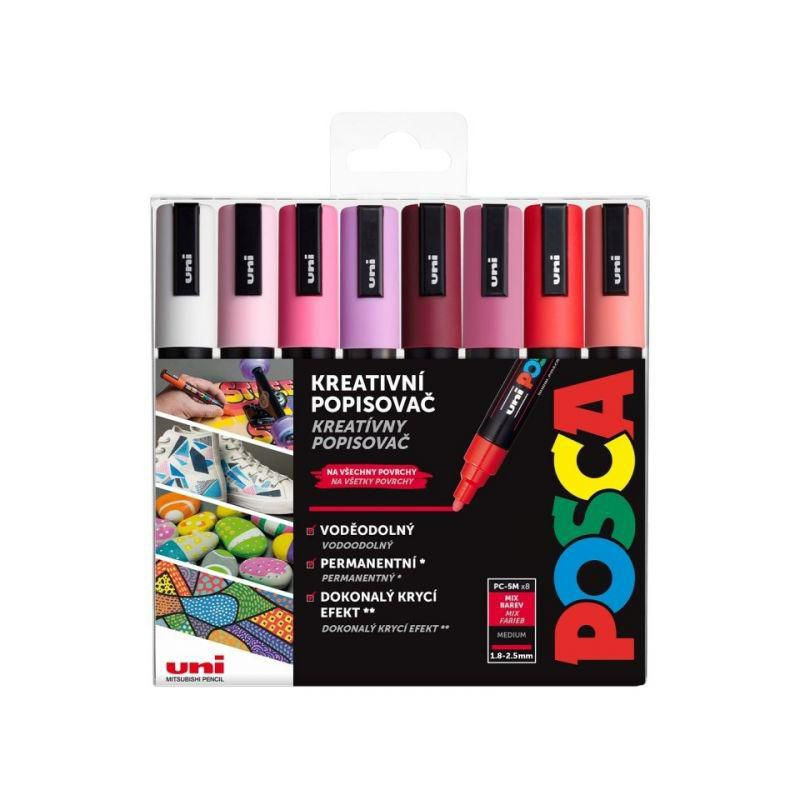 POSCA 5M love sada popisovačů hrot 1, 8-2, 5mm (8ks), popisovače permanentní fixy výtvarné potřeby