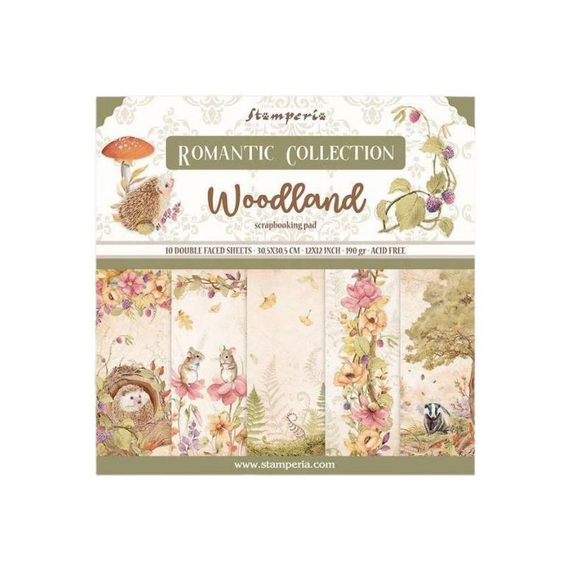 Stamperia Sada oboustranných papírů 30x30cm Woodland (10ks), , papíry sady potiskem scrapbooking