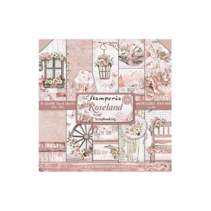 Stamperia Sada oboustranných papírů 20x20cm Roseland (10ks), , papíry jednobarevné, scrapbooking