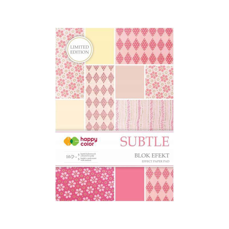 Sada jednostranných papírů Subtle (220g/m2 10 listů) A4 happy color papíry v sadě, potiskem scrapbooking