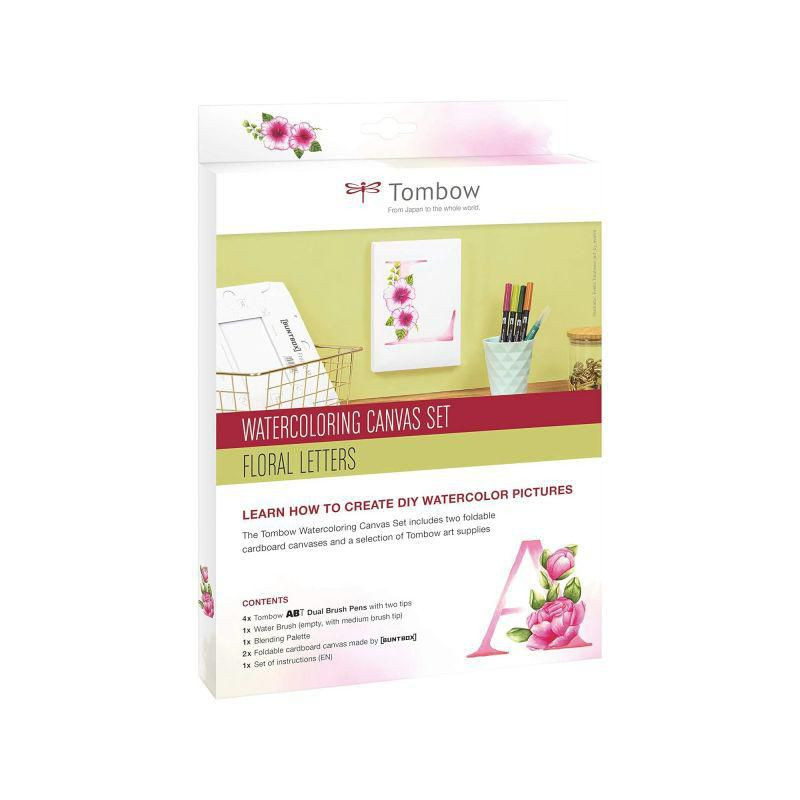 Tombow Watercoloring Canvas Set Floral Letters sada štětcové fixy kaligrafie výtvarné potřeby