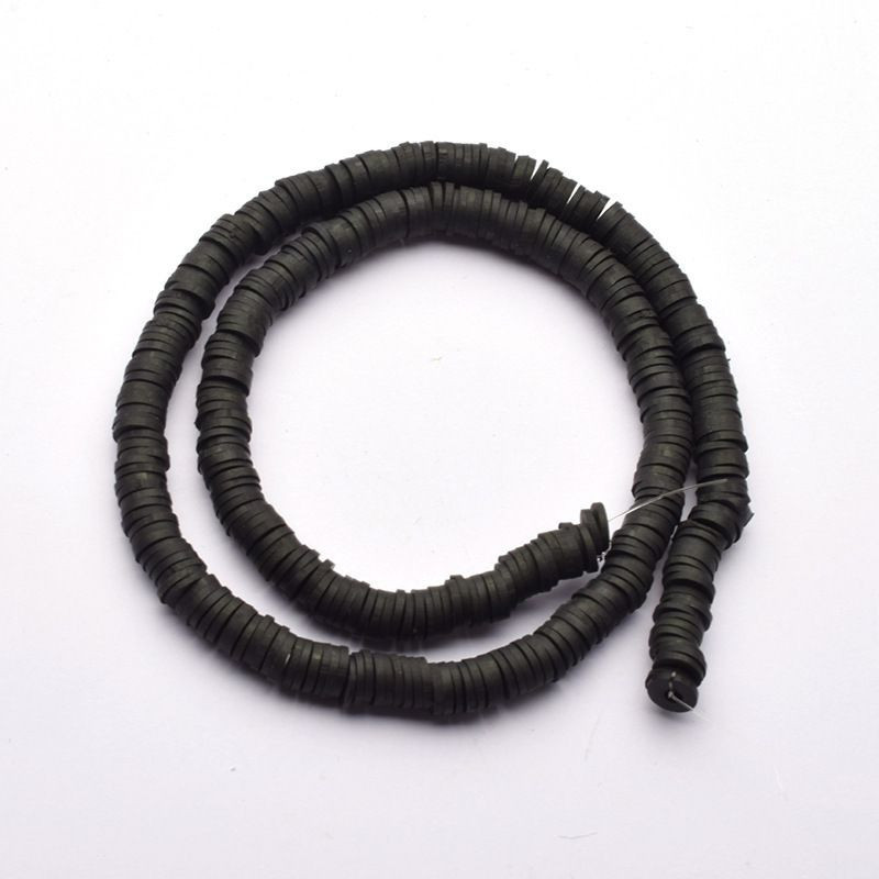 40cm 0.44yard Black Heishi Beads Polymer Clay African Disc Beads Šperky nálezy Polymer Clay Jewelry Making Beads 380 ~ 400 Pc