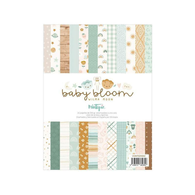 Mintopia Sada jednostranných papírů A5 (24ks) Baby bloom , papíry potiskem scrapbooking