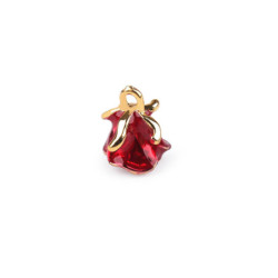 5ks ervená přívěsek květ růže 3d 11x14 mm ozdoby kovové - flora na oděvy obuv doplňky textilní galanterie