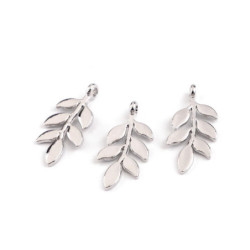3ks platina kovový přívěsek list 12x24 mm ozdoby kovové - flora na oděvy obuv doplňky textilní galanterie