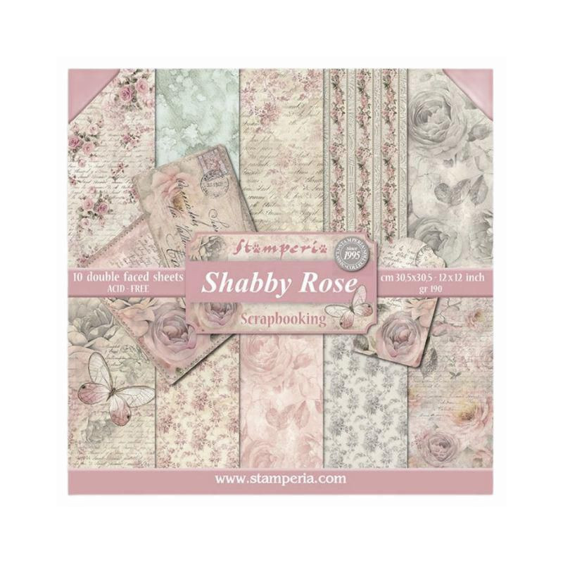 Stamperia Sada oboustranných papírů 30x30cm Shabby Rose (10ks), , papíry sady potiskem scrapbooking