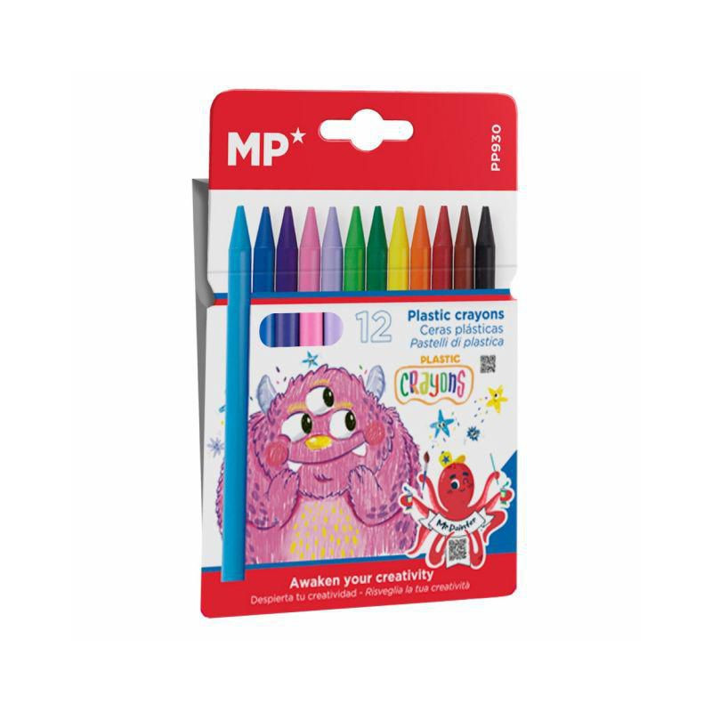 Pastelky voskové Plastic crayons sada (12ks), Madrid Papel Import S.L., voskovky výtvarné potřeby