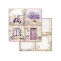 Stamperia Oboustranný papír na scrapbook (1ks) Levandule a strom kartičky , 30 x 30kartičky papíry listy potiskem scrapbooking