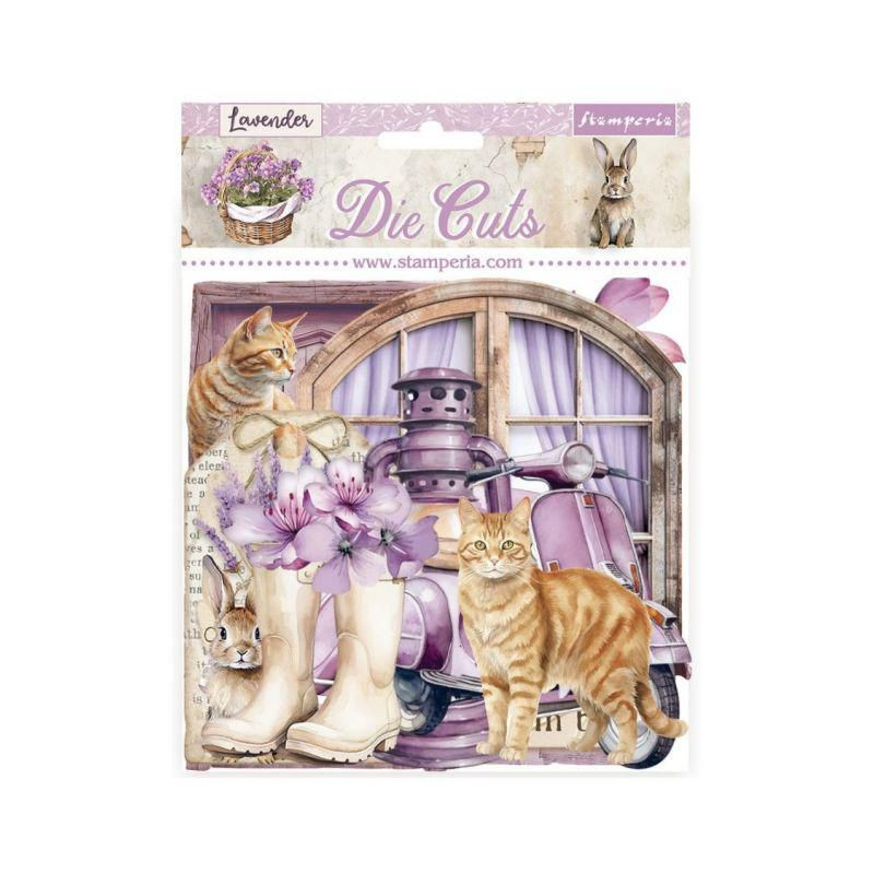 Stamperia Kartonové výřezy Lavender (56ks), , dekorace ozdoby papír scrapbooking