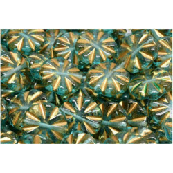 6 ks Crystal Green Gold Patina Sluneční paprsky Kulaté paprsky Česká skleněné paprsky 14mm x 14mm