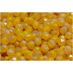 100 ks Matte Crystal Opal Amber Žlutý Kulatý Faceted Oheň Polstrovaný Malý Spacer Kulatý Beads Česká Sklo 4mm