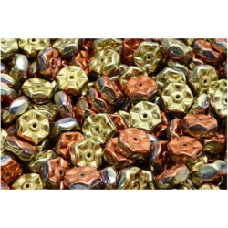 12 ks kovové California Golden Rush Bronze Half Vintage Rondelle Flower Round Beads české sklo 8mm x 3mm