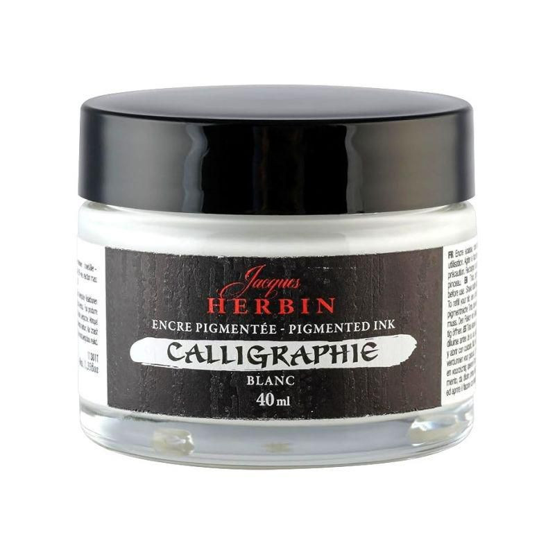 Permanentní inkoust na kaligrafii bílý (40ml), Herbin inkousty náplně, kaligrafie výtvarné potřeby