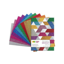 Sada jednobarevných třpytivých papírů Brokat (150g/m2 10 listů) A4 happy color papíry speciální, scrapbooking