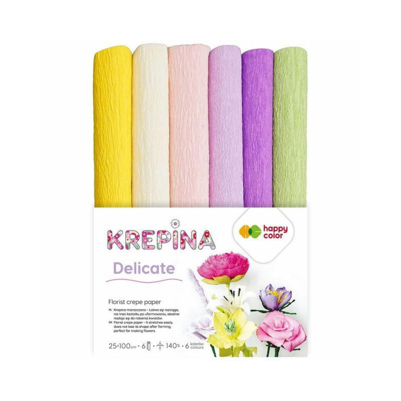 Krepový papír sada - delicate (6ks), happy color kreativita škola