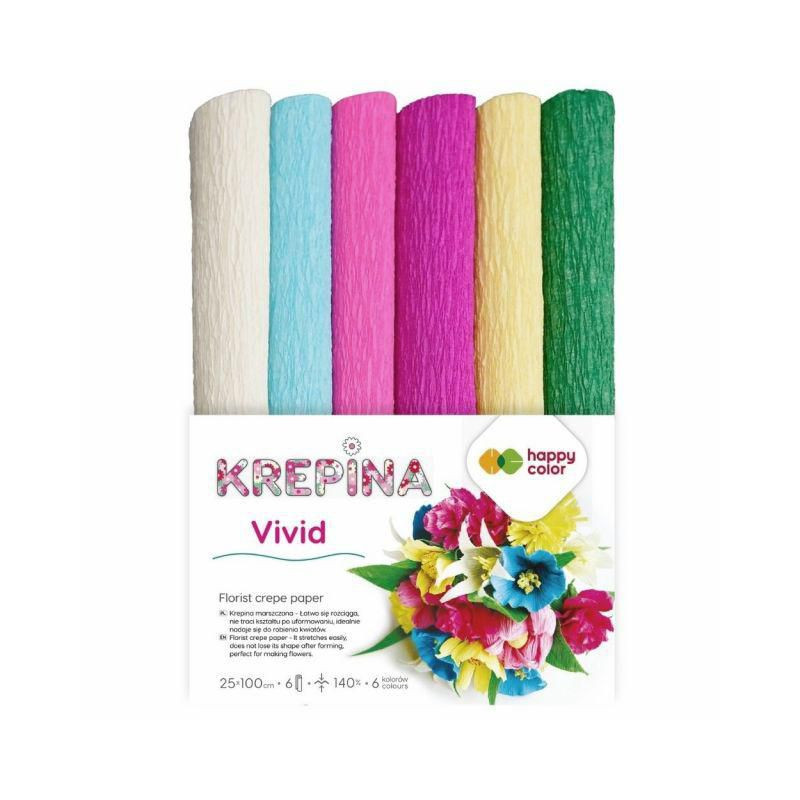 Krepový papír sada - vivid (6ks), happy color kreativita škola