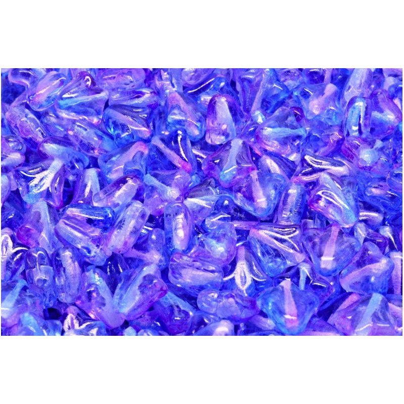 16 ks Crystal Alaska Blue Purple Lily Flower Beads Flower Beads české sklo 9mm x 9mm