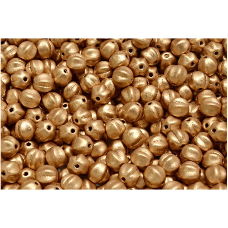 40 ks Matte Gold Melon Round Beads české sklo 6mm