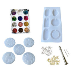 Set Diy Epoxy Mold Set Silikon Cabochon závěsné odlévání formy a nástroje Set s černou skladovací tašku pro Diy šperky řemesel