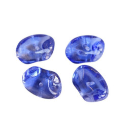 6 ks krystal modrý velký propelér oválné kuličky české sklo 18mm x 12mm